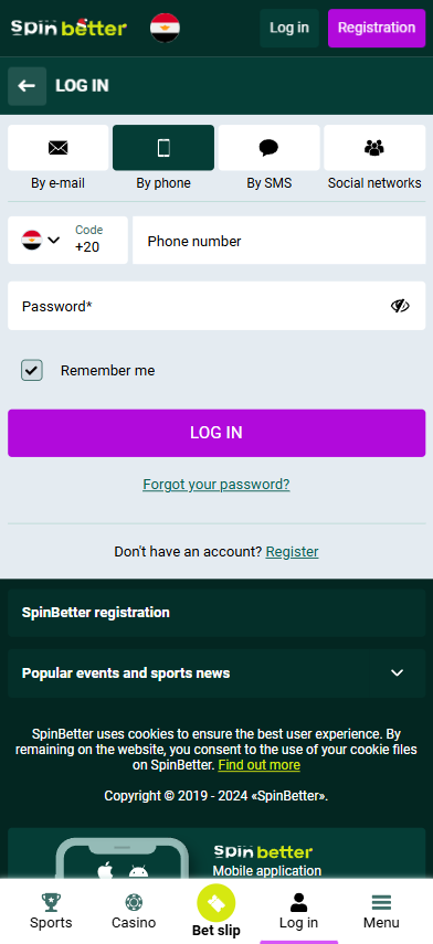 Spinbetter Login