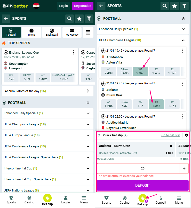 Spinbetter Betting process