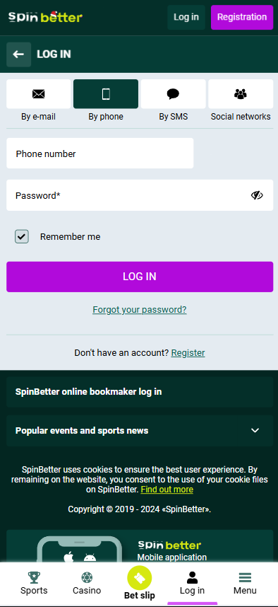 Spinbetter Login