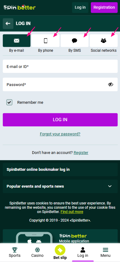 Spinbetter Login